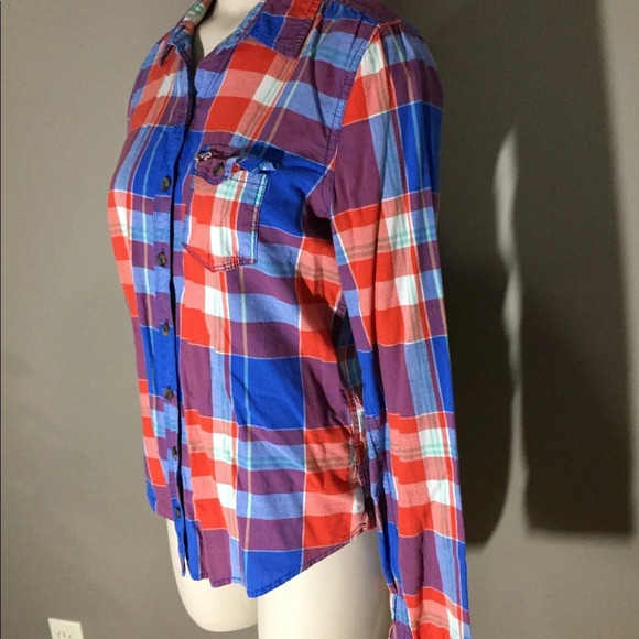 Hollister Button Down Plaid Ling Sleeve Shirt M - Picture 4 of 9